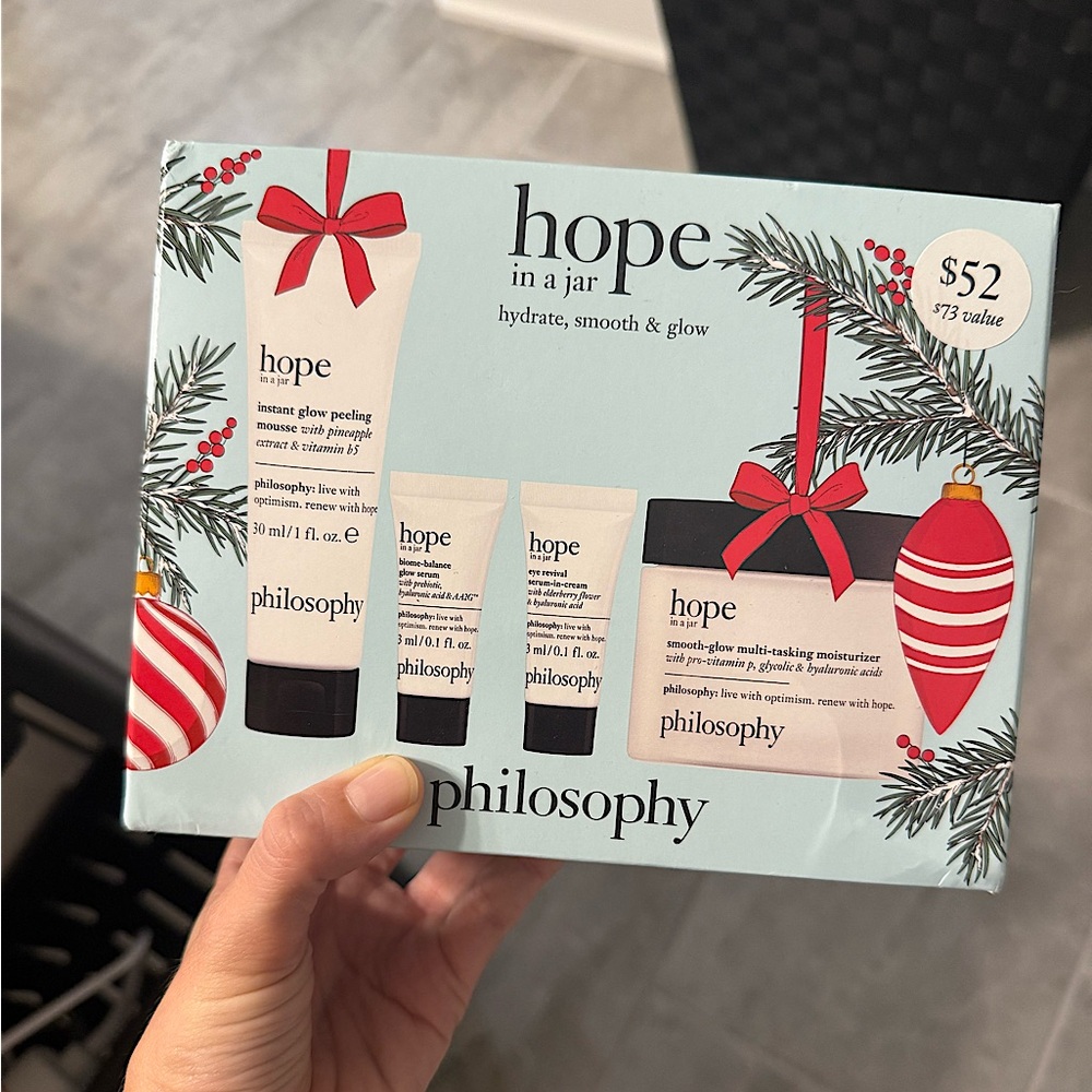 NWT Philosophy Hope in a jar hydrate smooth & glow 4pc set skincare NIB